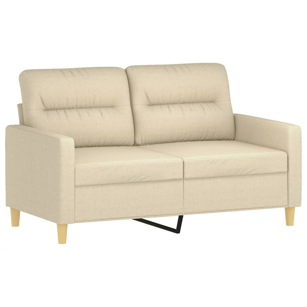 Set di Divani 3 pz con Cuscini Crema in Tessuto | homemem39