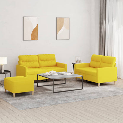 Set di Divani 3 pz con Cuscini Giallo Chiaro in Tessuto | homemem39