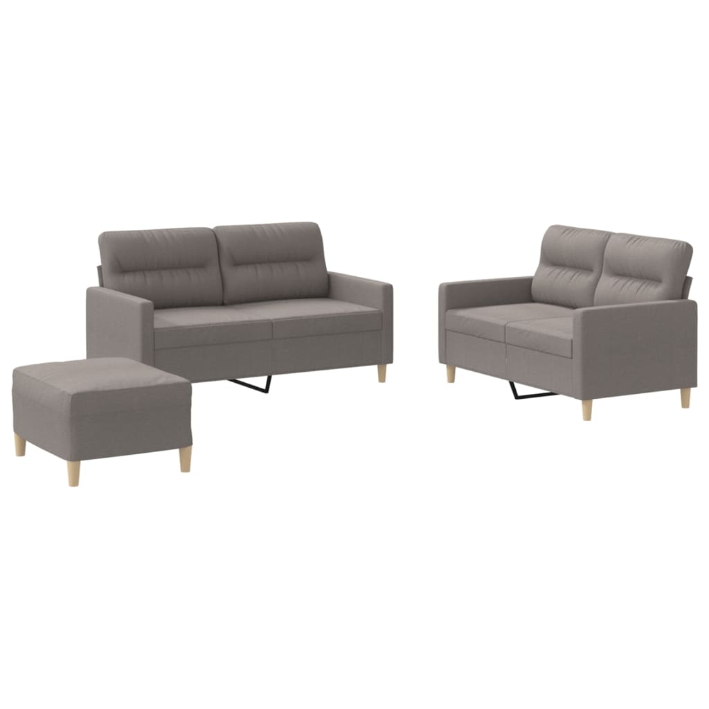 Set di Divani 3 pz con Cuscini Tortora in Tessuto | homemem39