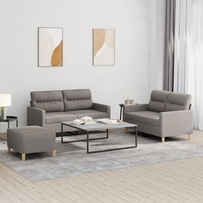Set di Divani 3 pz con Cuscini Tortora in Tessuto | homemem39