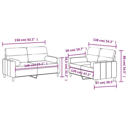 Set Divani 2 pz con Cuscini Nero in Tessuto | homemem39