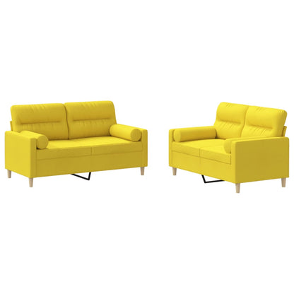 Set di Divani 2 pz con Cuscini Giallo Chiaro in Tessuto | homemem39