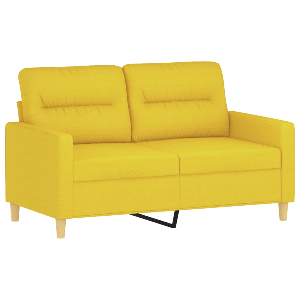 Set di Divani 2 pz con Cuscini Giallo Chiaro in Tessuto | homemem39