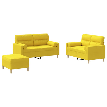 Set di Divani 3 pz con Cuscini Giallo Chiaro in Tessuto | homemem39