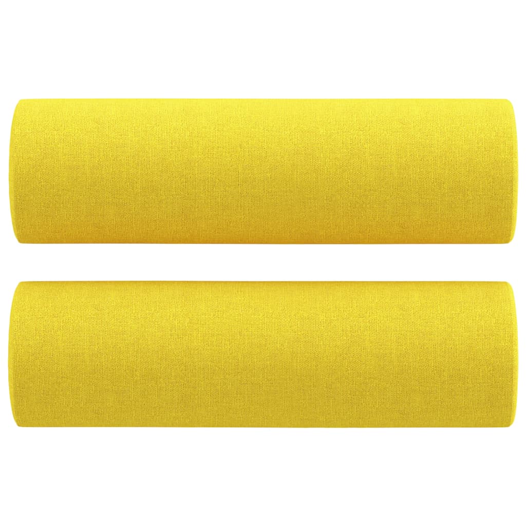 Set di Divani 3 pz con Cuscini Giallo Chiaro in Tessuto | homemem39