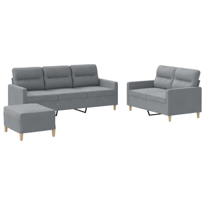 Set di Divani 3 pz con Cuscini Grigio Chiaro in Tessuto | homemem39