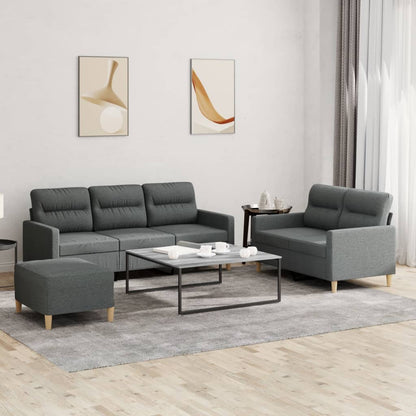 Set di Divani 3 pz con Cuscini Grigio Scuro in Tessuto | homemem39