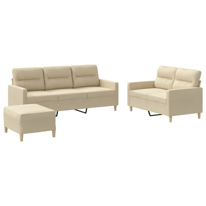 Set di Divani 3 pz con Cuscini Crema in Tessuto | homemem39