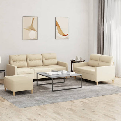 Set di Divani 3 pz con Cuscini Crema in Tessuto | homemem39