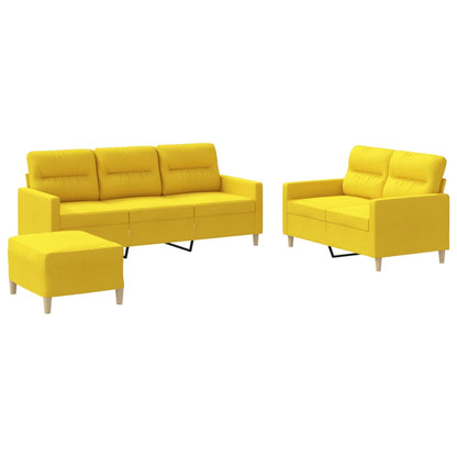 Set di Divani 3 pz con Cuscini Giallo Chiaro in Tessuto | homemem39