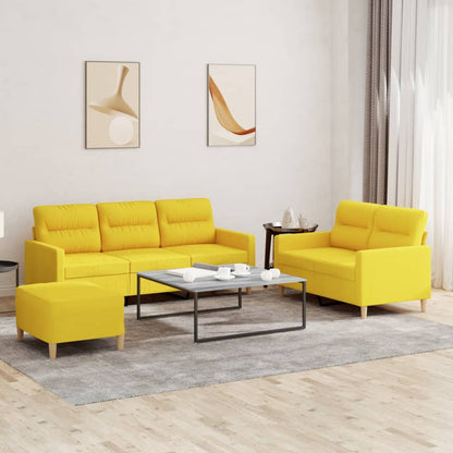 Set di Divani 3 pz con Cuscini Giallo Chiaro in Tessuto - homemem39