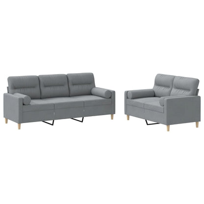 Set Divani 2 pz con Cuscini Grigio Chiaro in Tessuto | homemem39