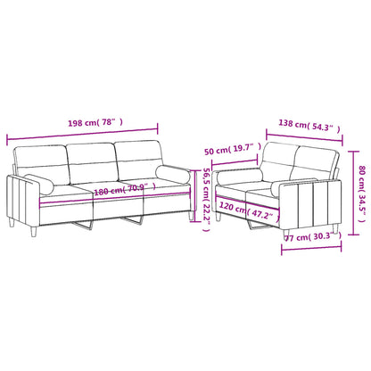 Set di Divani 2 pz con Cuscini Grigio Scuro in Tessuto | homemem39