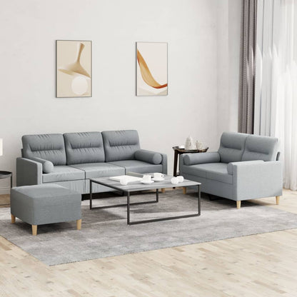 Set Divani 3 pz con Cuscini Grigio Chiaro in Tessuto | homemem39
