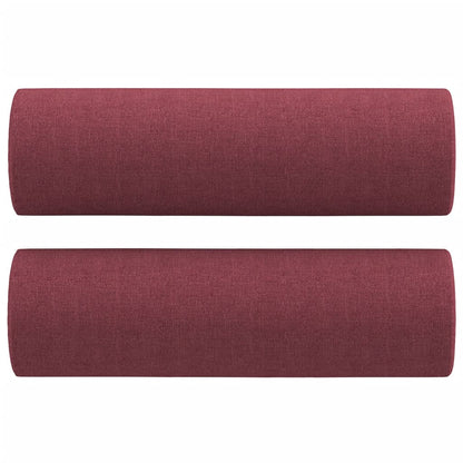 Set di Divani 3 pz con Cuscini Rosso Vino in Tessuto