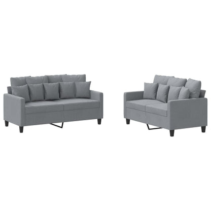 Set di Divani 2 pz con Cuscini Grigio Chiaro in Tessuto - homemem39