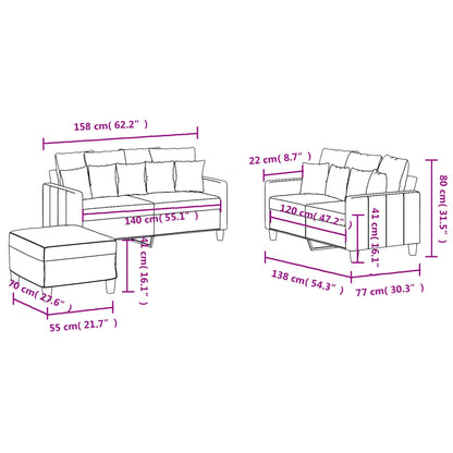Set di Divani 3 pz con Cuscini Grigio Chiaro in Tessuto | homemem39