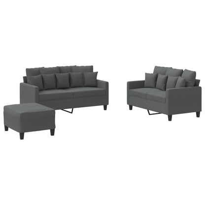 Set di Divani 3 pz con Cuscini Grigio Scuro in Tessuto - homemem39