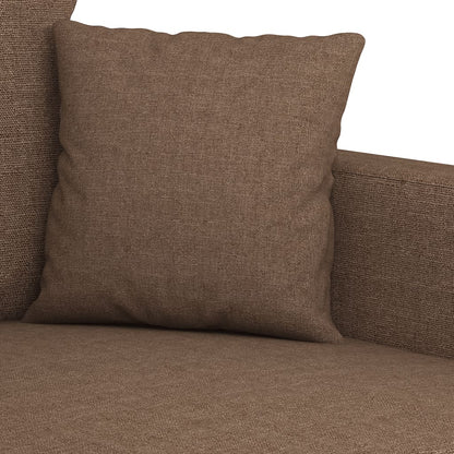 Set di Divani 3 pz con Cuscini Marrone in Tessuto