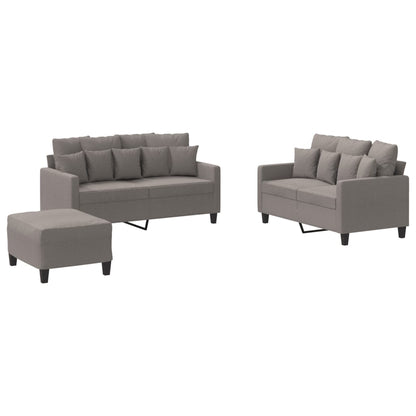 Set di Divani 3 pz con Cuscini Tortora in Tessuto | homemem39