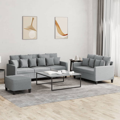 Set di Divani 3 pz con Cuscini Grigio Chiaro in Tessuto - homemem39
