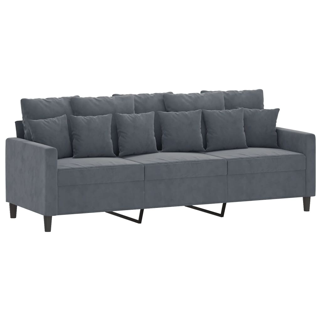 Set di Divani 3 pz con Cuscini Grigio Scuro in Velluto | homemem39