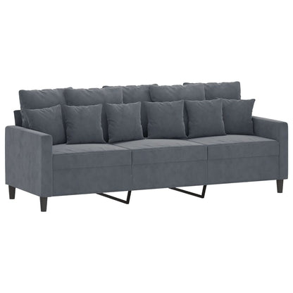 Set di Divani 3 pz con Cuscini Grigio Scuro in Velluto | homemem39