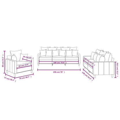 Set di Divani 3 pz con Cuscini Grigio Scuro in Velluto | homemem39