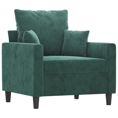 Set di Divani 3 pz con Cuscini Verde scuro in Velluto