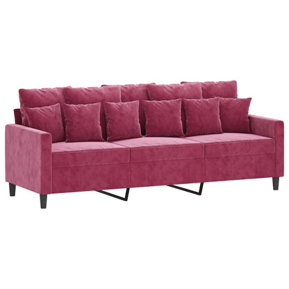 Set di Divani 3 pz con Cuscini Rosso Vino in Velluto | homemem39