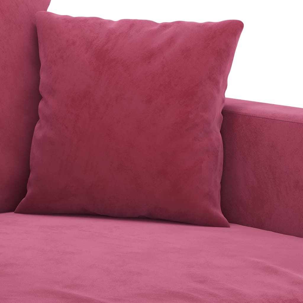 Set di Divani 3 pz con Cuscini Rosso Vino in Velluto | homemem39