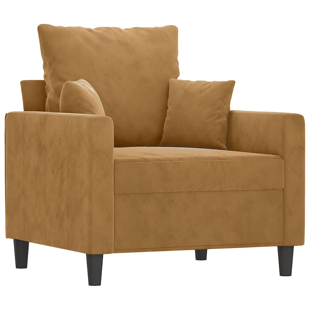 Set di Divani 3 pz con Cuscini Marrone in Velluto | homemem39