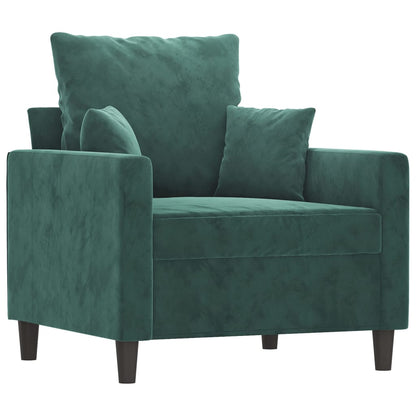 Set di Divani 4 pz con Cuscini Verde scuro in Velluto