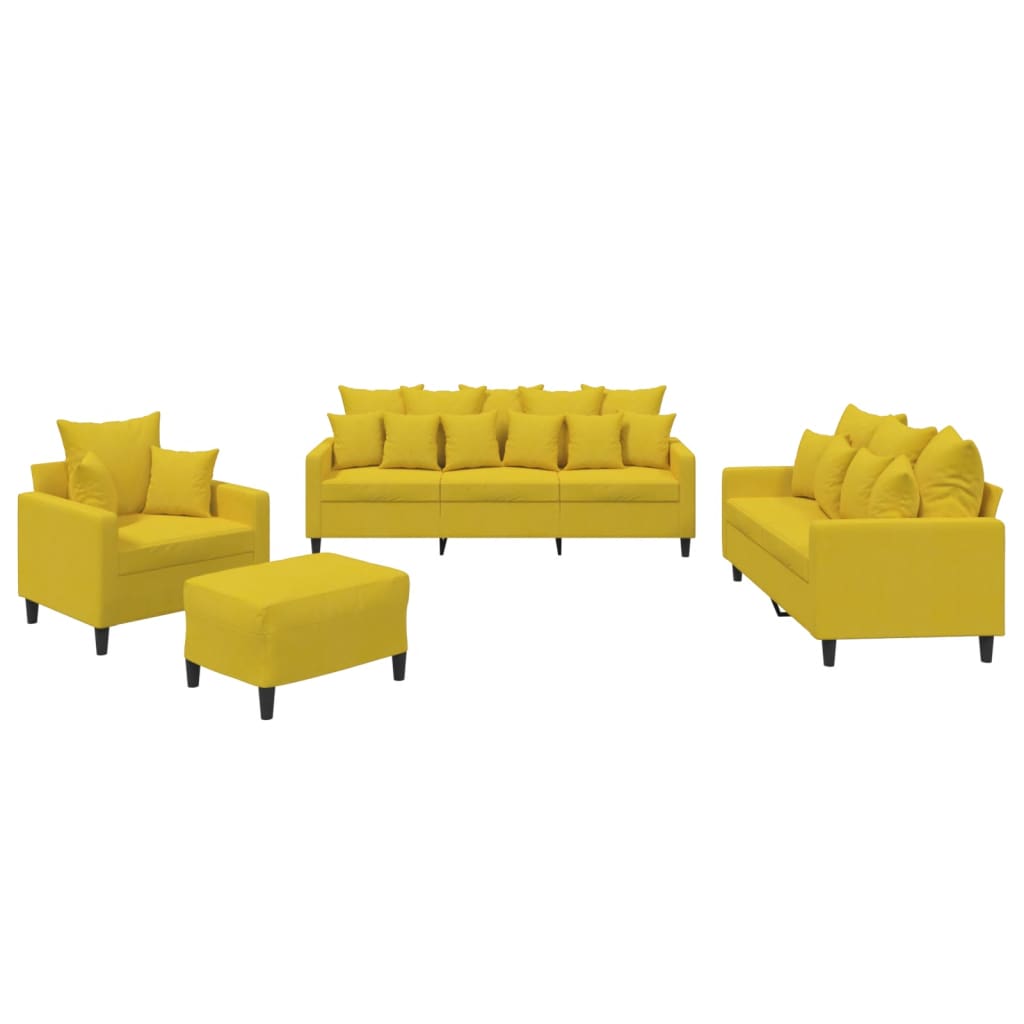 Set di Divani 4 pz con Cuscini giallo in Velluto