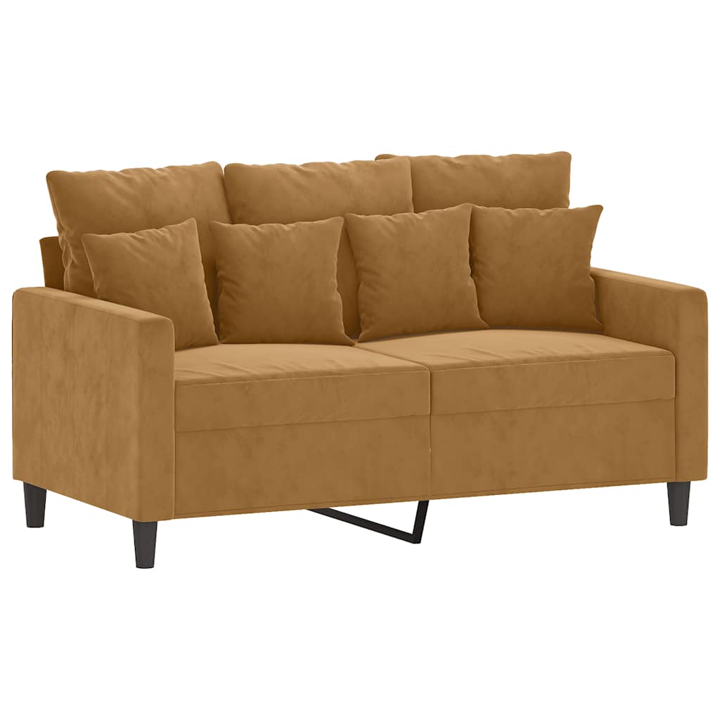 Set di Divani 2 pz con Cuscini Marrone in Velluto | homemem39