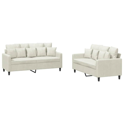 Set di Divani 2 pz con Cuscini Crema in Velluto | homemem39