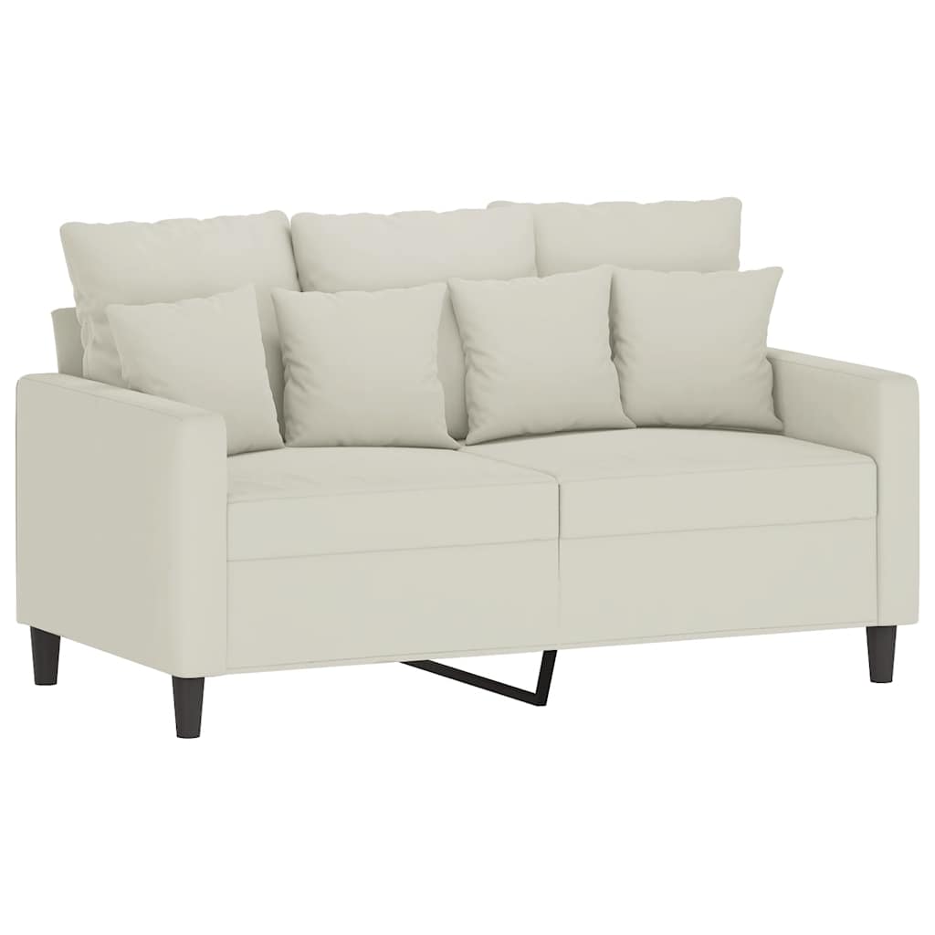 Set di Divani 2 pz con Cuscini Crema in Velluto | homemem39
