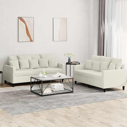 Set di Divani 2 pz con Cuscini Crema in Velluto | homemem39