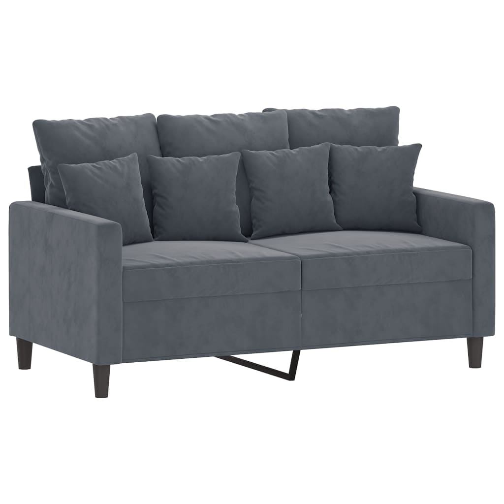 Set di Divani 2 pz con Cuscini Grigio Scuro in Velluto | homemem39