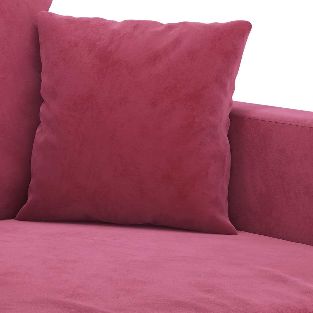 Set di Divani 2 pz con Cuscini Rosso Vino in Velluto | homemem39