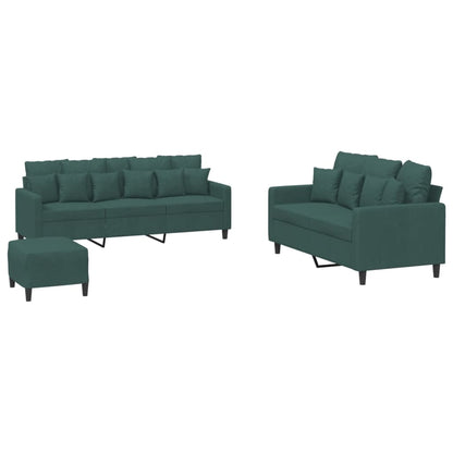 Set di Divani 3 pz con Cuscini Verde scuro in Velluto - homemem39