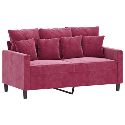Set di Divani 3 pz con Cuscini Rosso Vino in Velluto | homemem39
