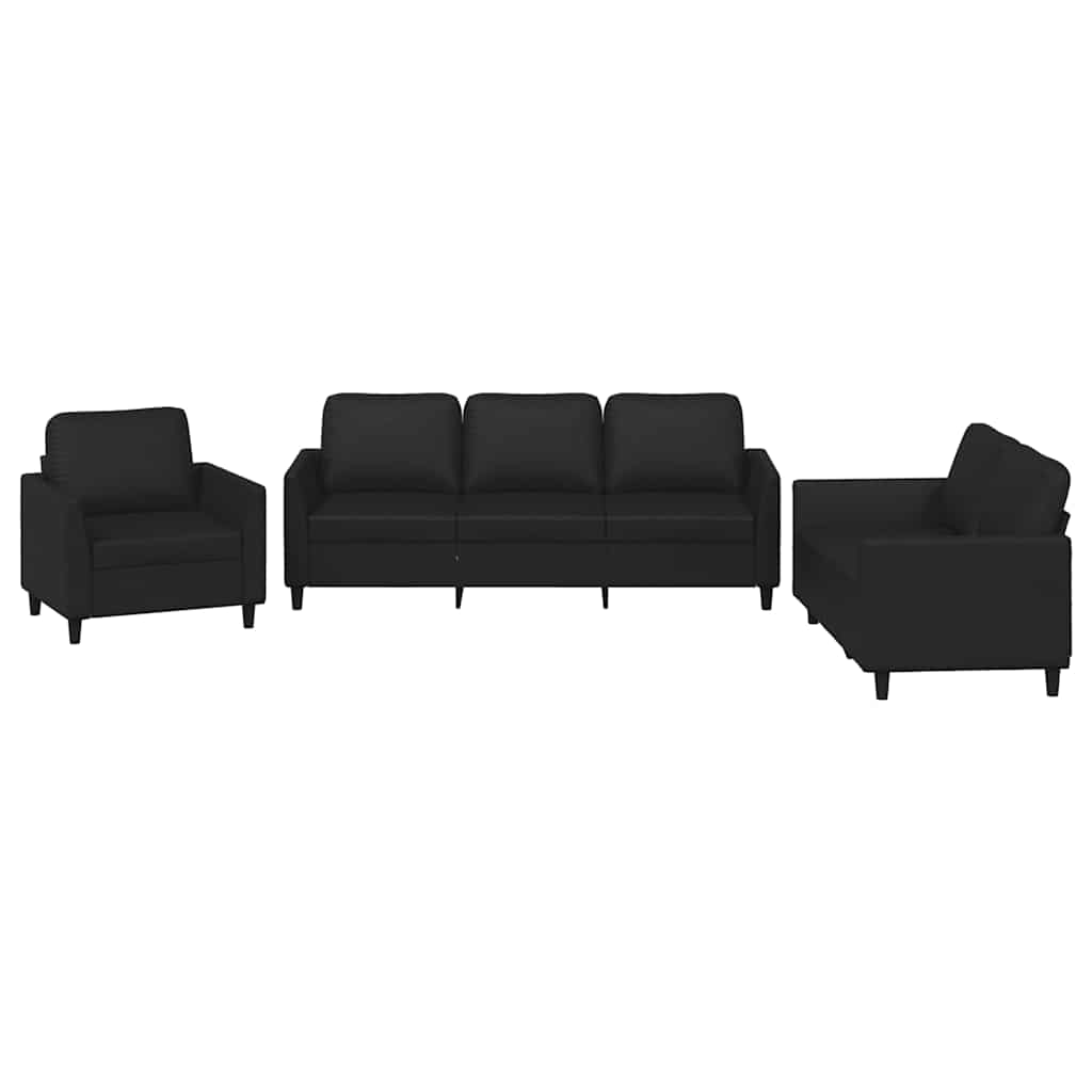 Set di Divani 3 pz con Cuscini Nero in Similpelle | homemem39