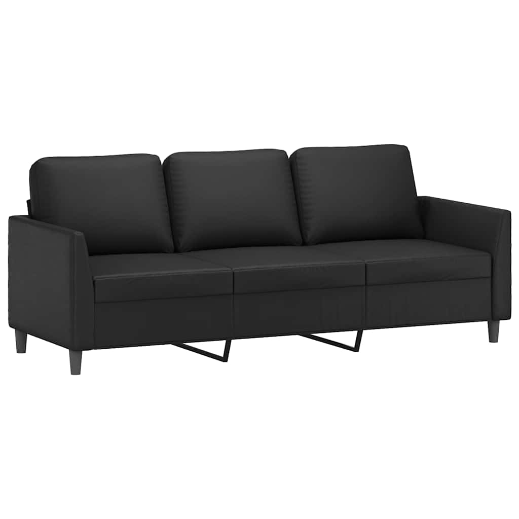 Set di Divani 3 pz con Cuscini Nero in Similpelle | homemem39