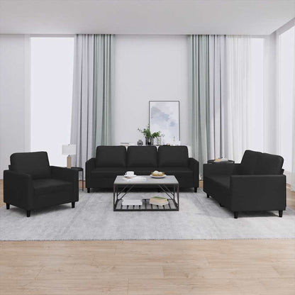 Set di Divani 3 pz con Cuscini Nero in Similpelle | homemem39