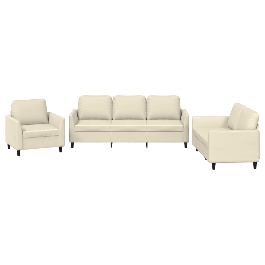 Set di Divani 3 pz con Cuscini crema in Similpelle | homemem39