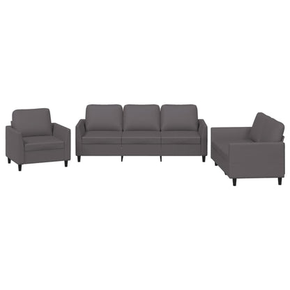 Set di Divani 3 pz con Cuscini Grigio in Similpelle | homemem39