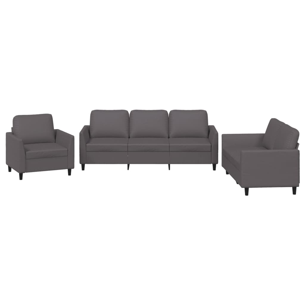 Set di Divani 3 pz con Cuscini Grigio in Similpelle - homemem39