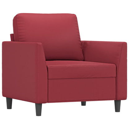 Set di Divani 3 pz con Cuscini Rosso Vino in Similpelle | homemem39