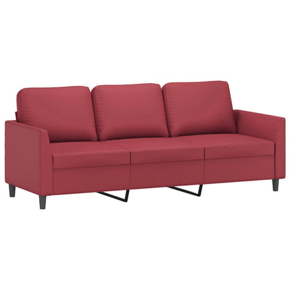 Set di Divani 3 pz con Cuscini Rosso Vino in Similpelle - homemem39